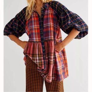 Free People Moon Bay Plaid top